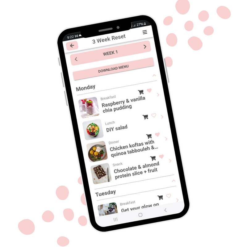 3 Week Reset Menu Planner